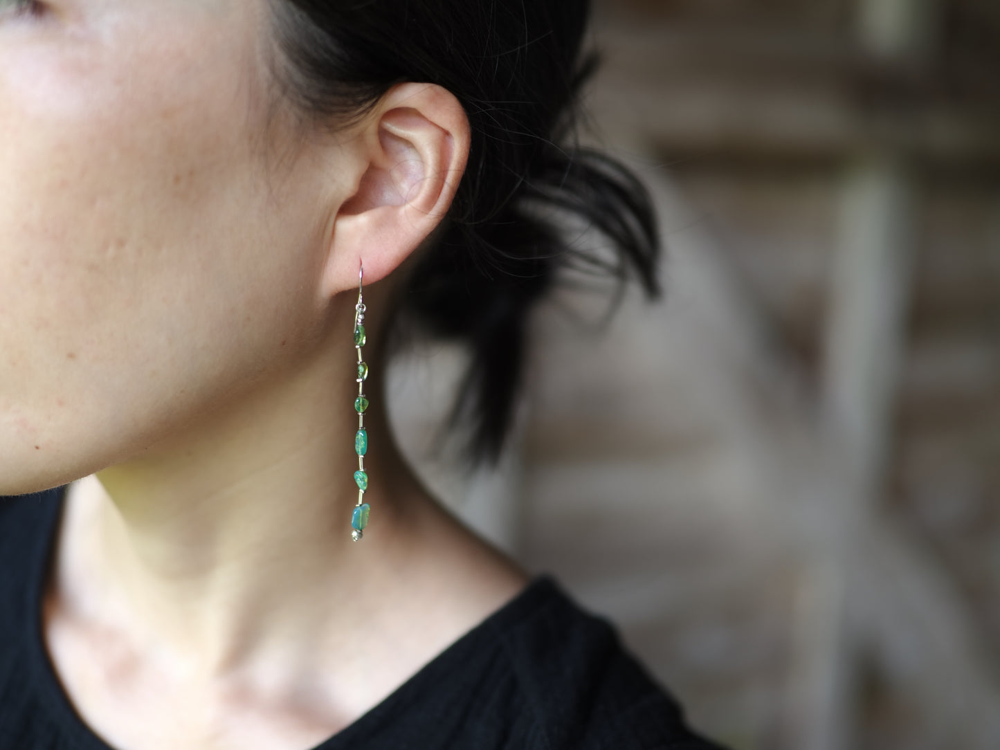 -green Opal- long hooks