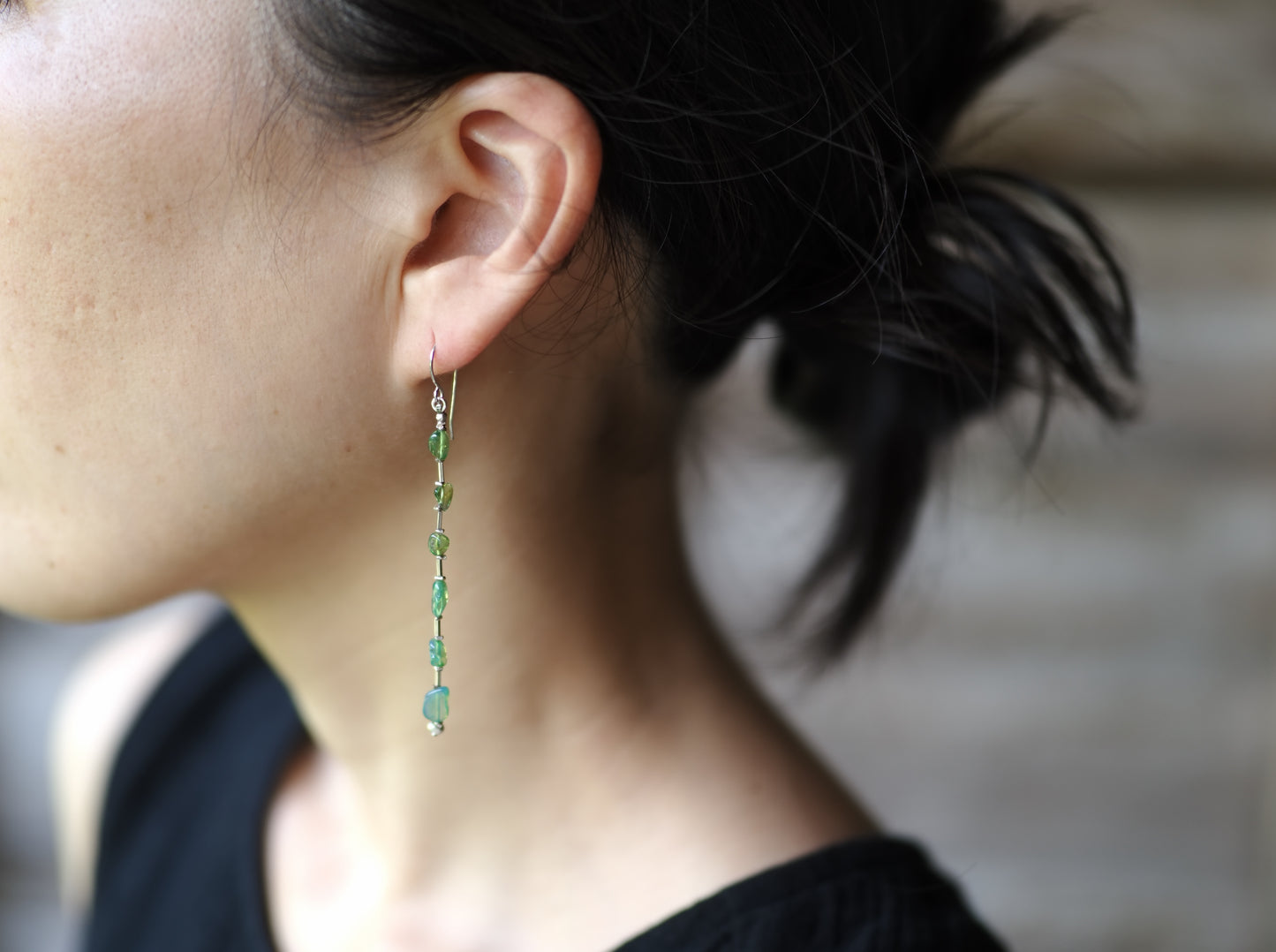 -green Opal- long hooks