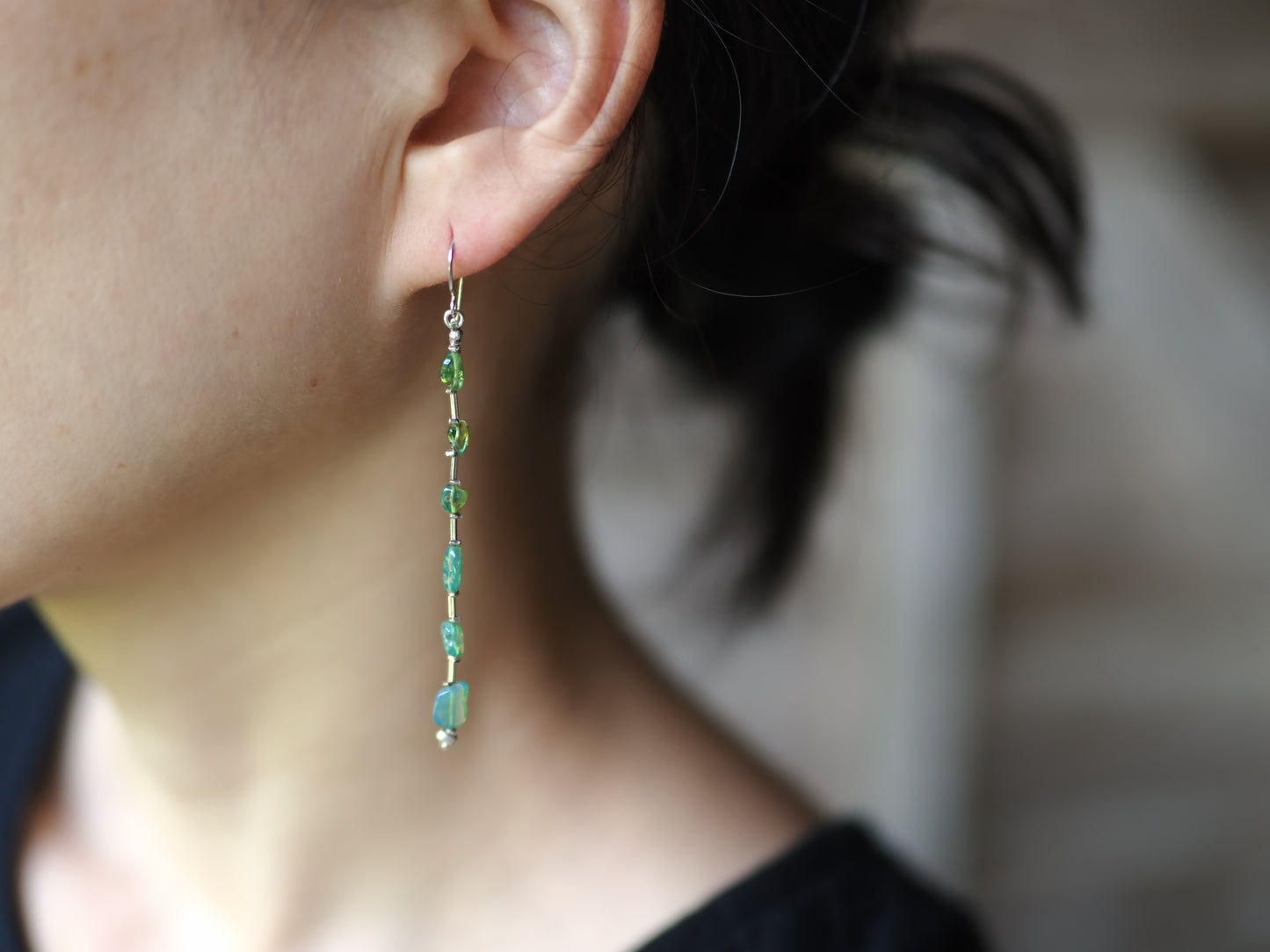 -green Opal- long hooks