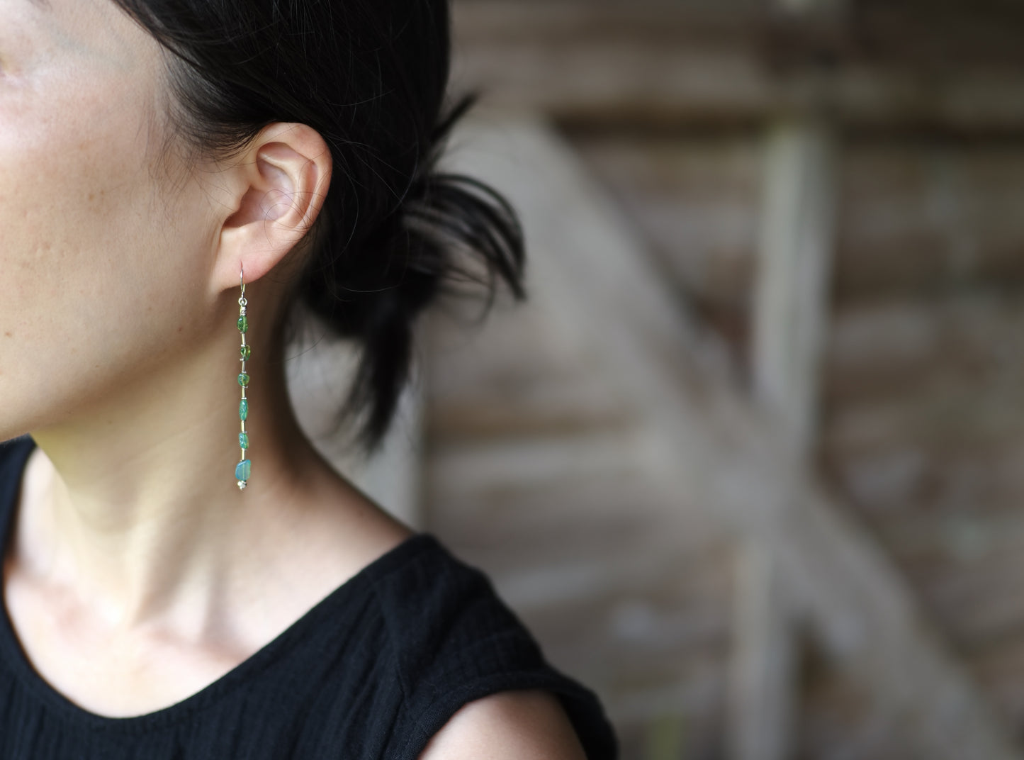 -green Opal- long hooks