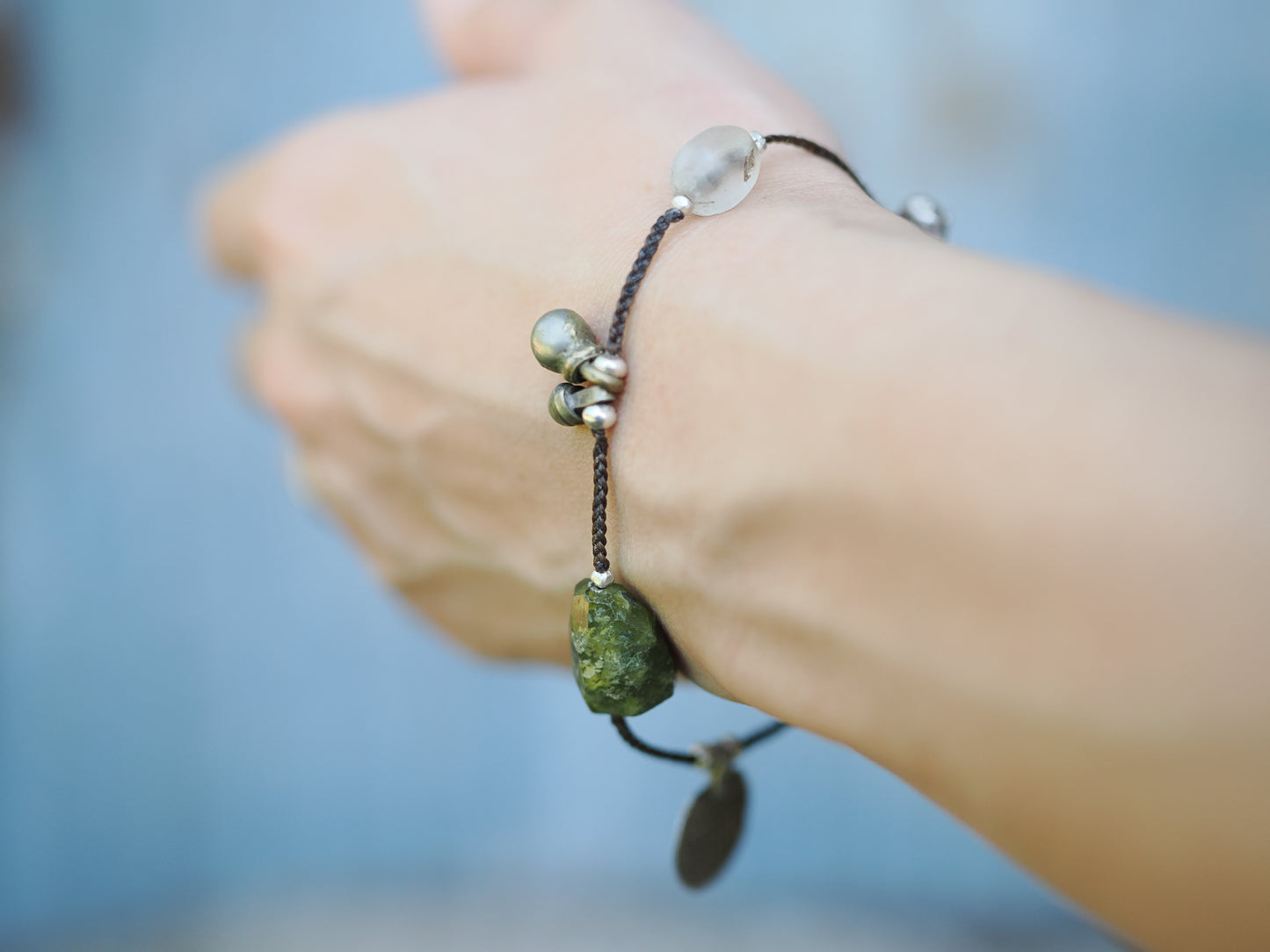 -Afgan silver・stone beads Assort- code bracelet