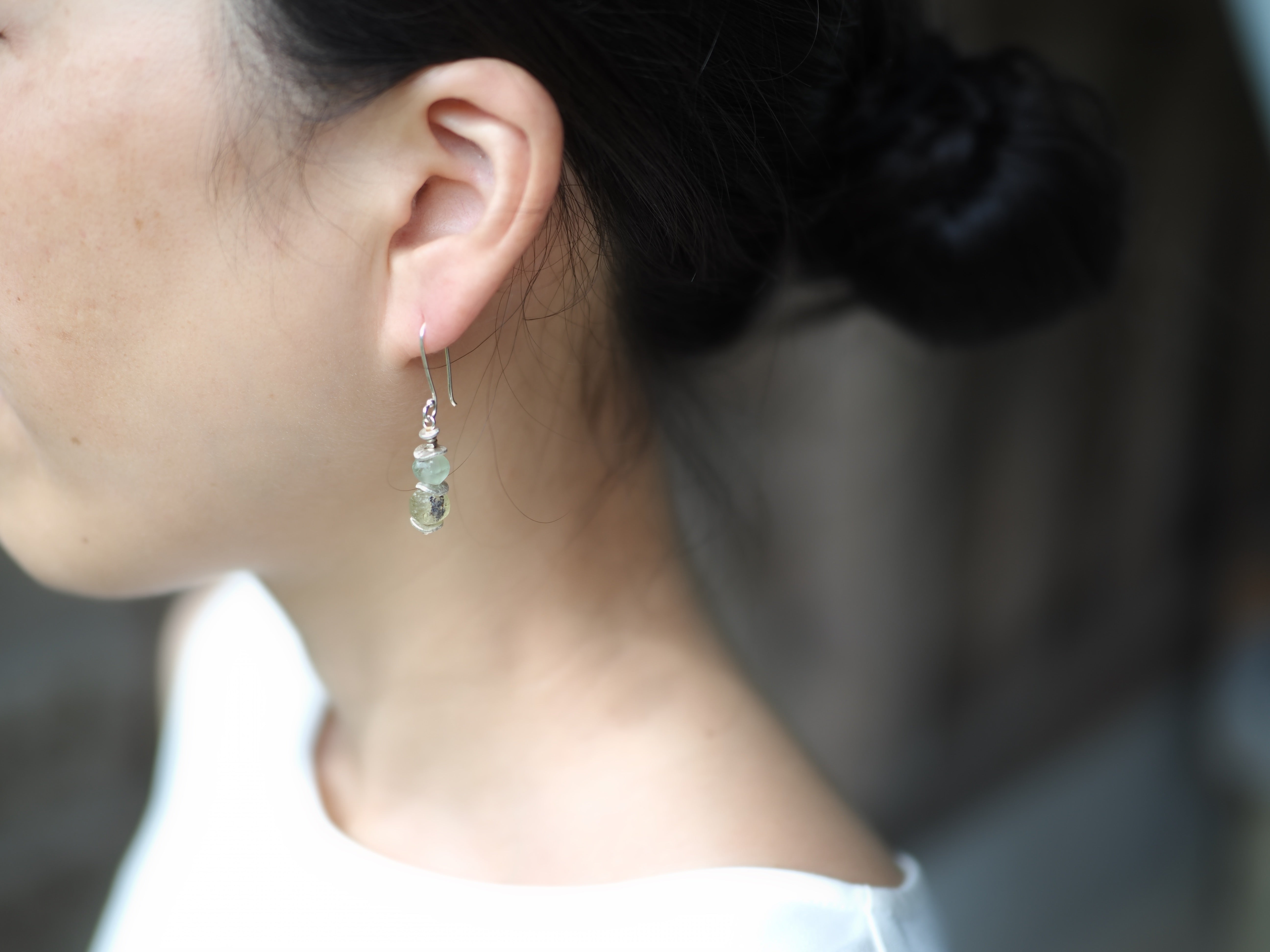ローマングラスとカレンシルバーのピアス。 ローマングラス フックピアス|KALPA – K A L P A