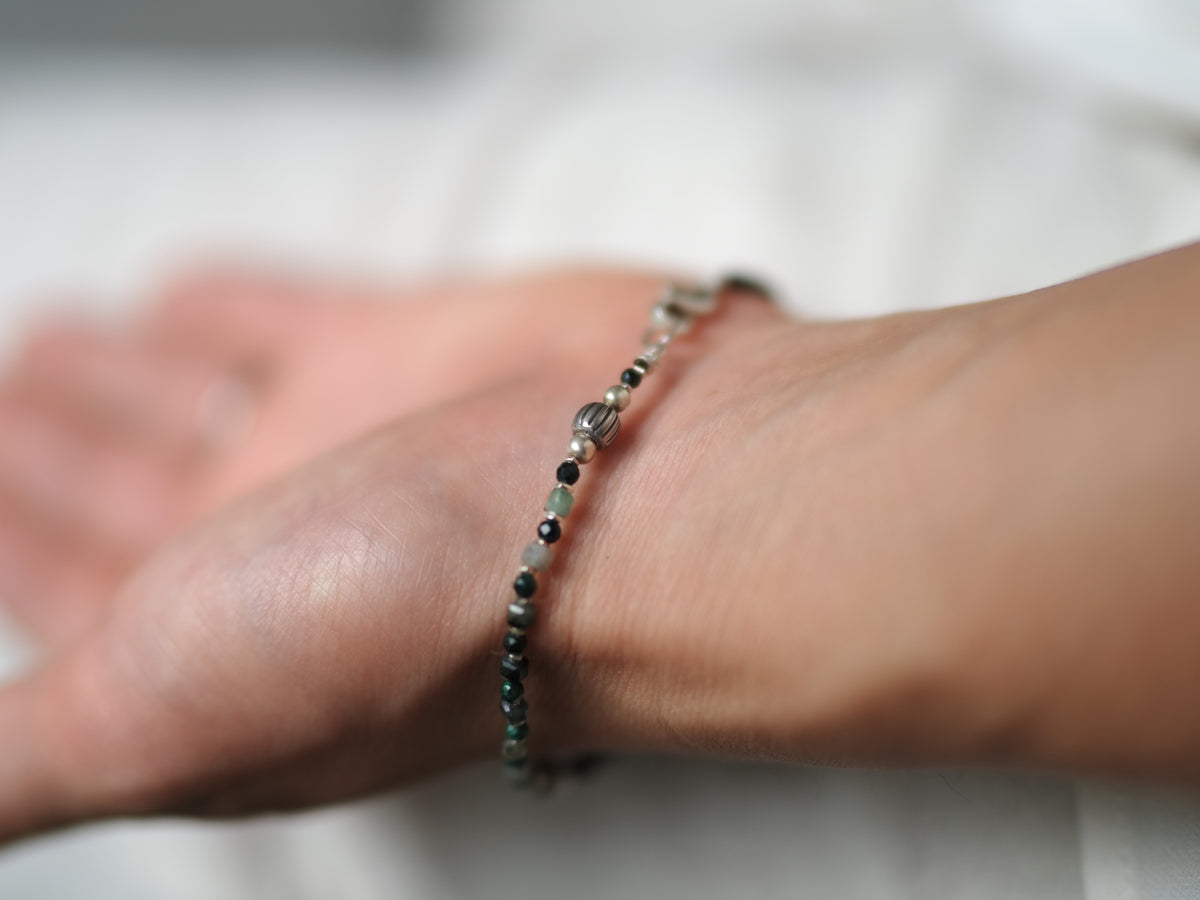 -India silver- 'beads line' bracelet