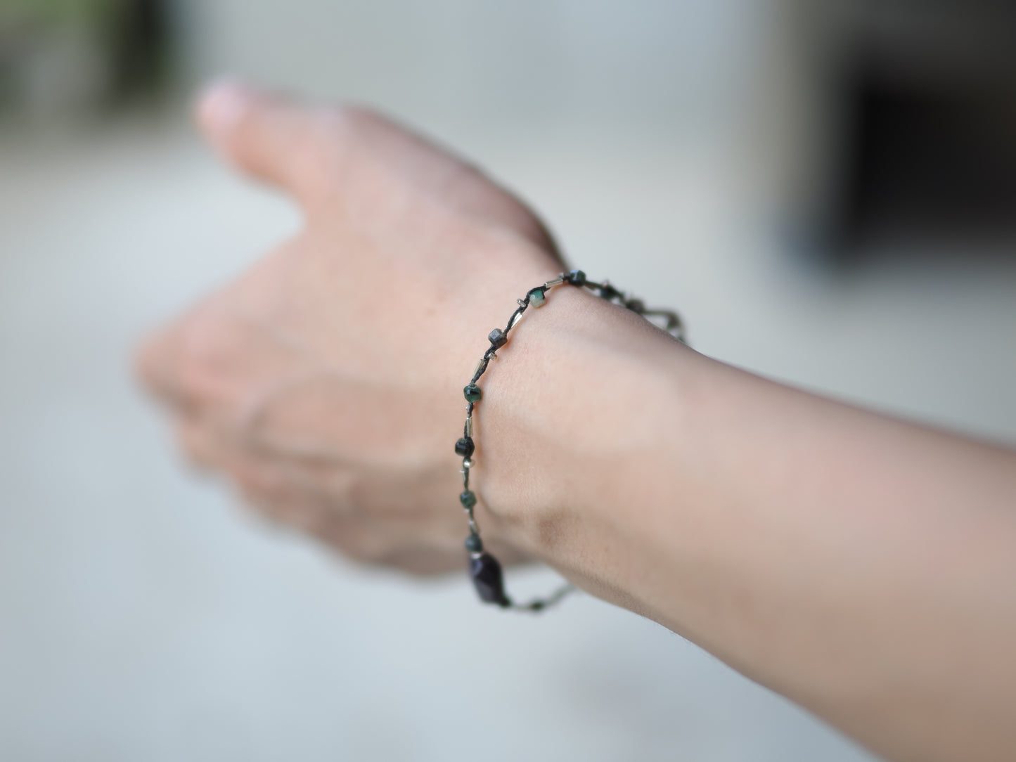 -Sugilite- 'emerald・silver' braid