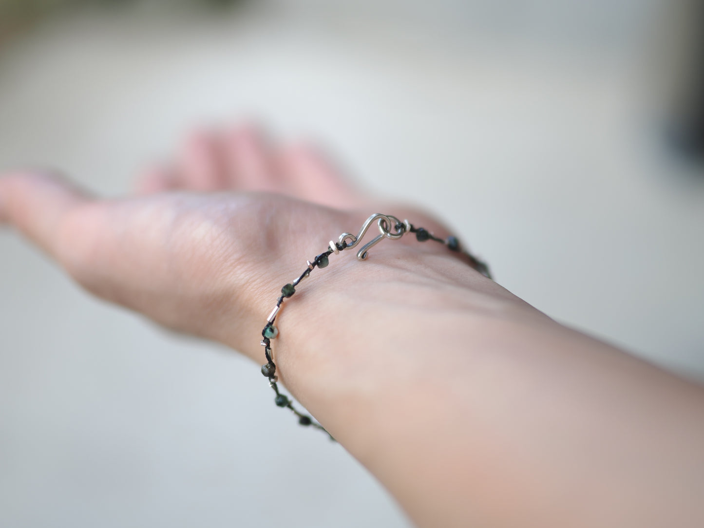 -Sugilite- 'emerald・silver' braid