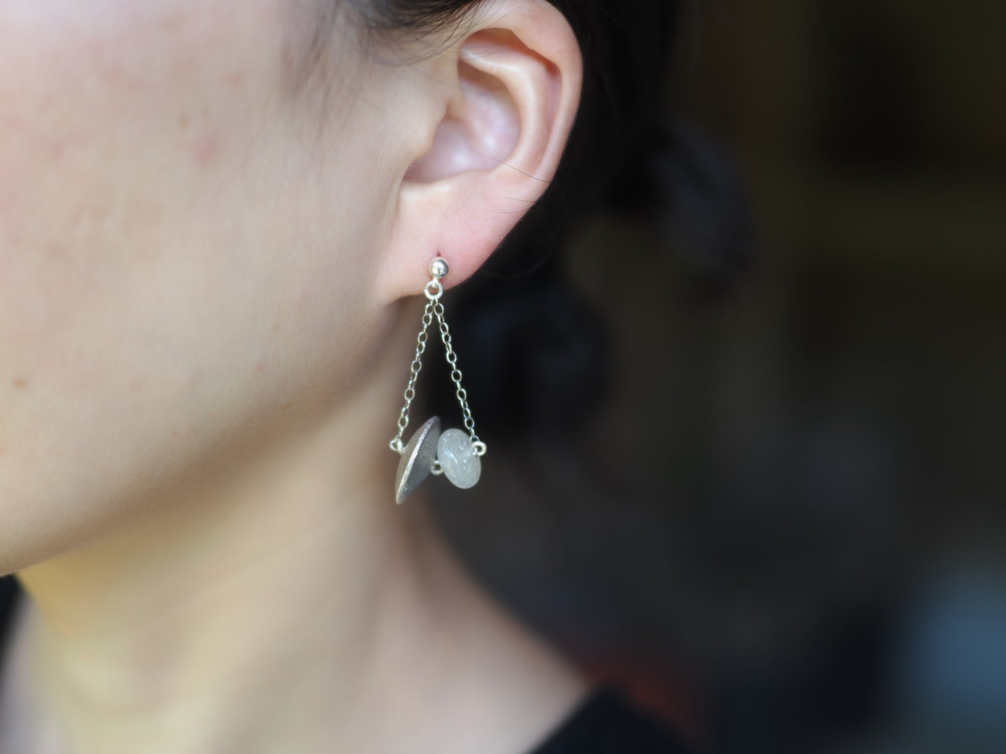 -Libyan glass・Karensilver- hanging studs