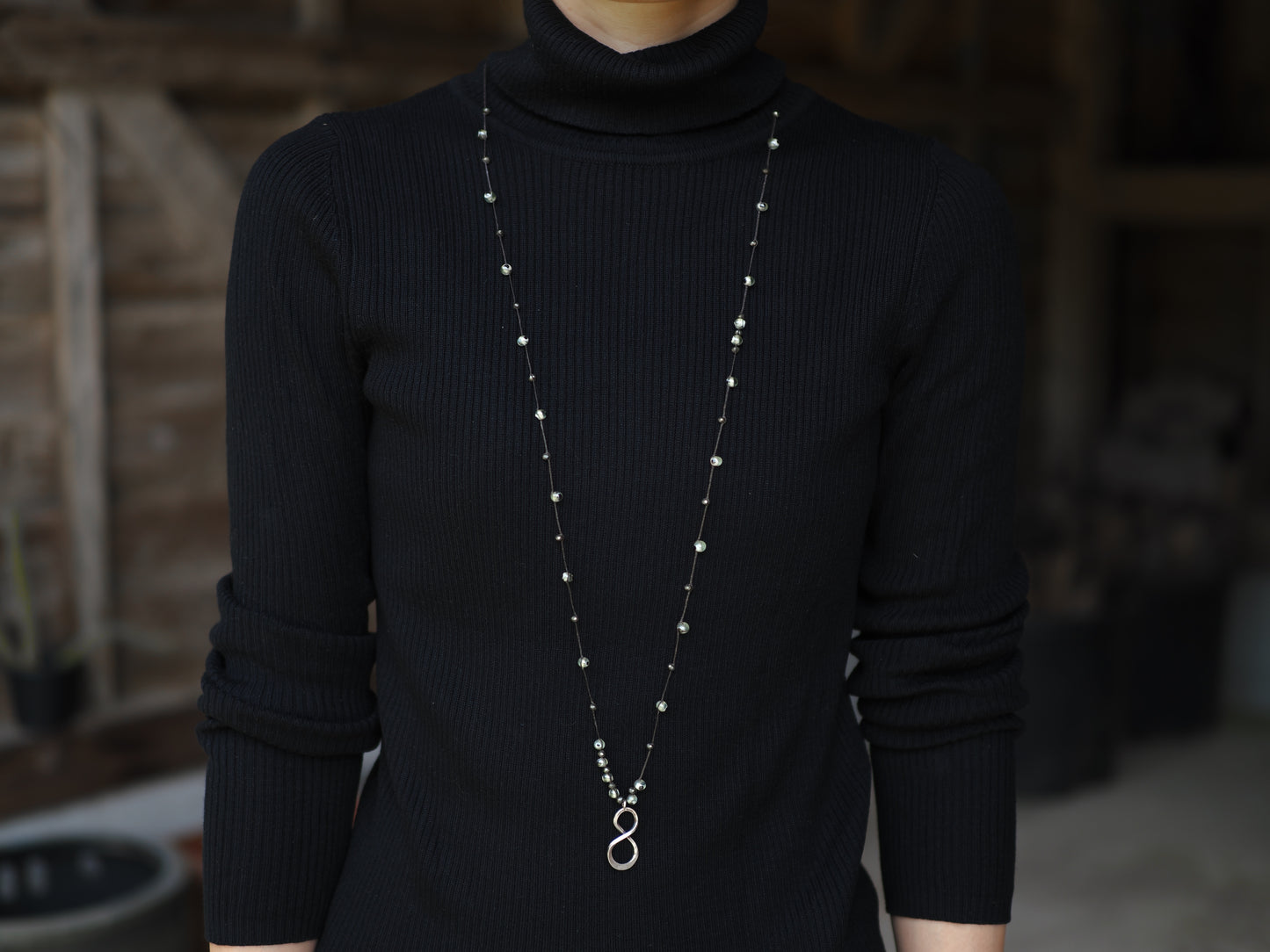 -Figure eight- 'silver・eye beads' braid long