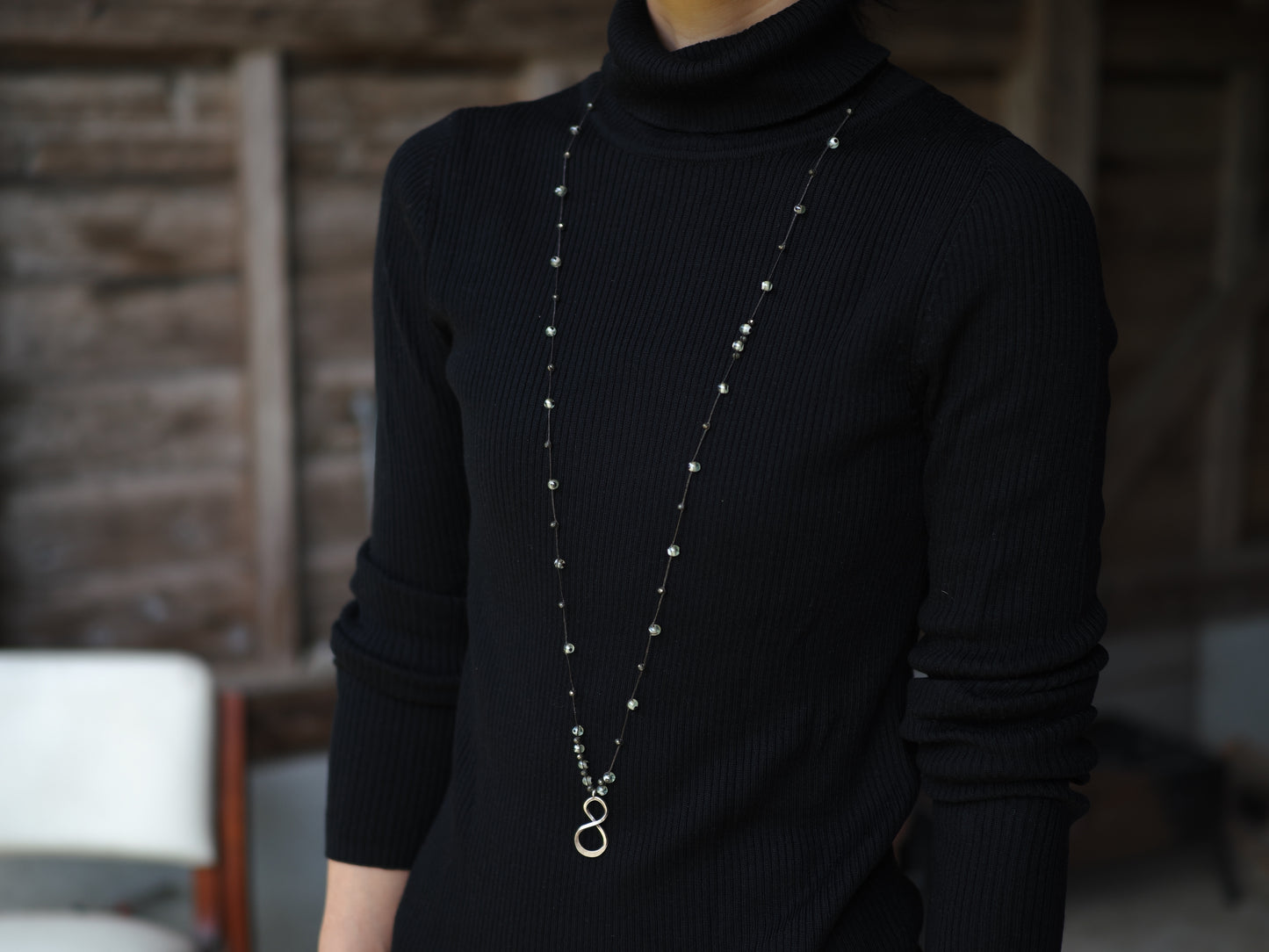 -Figure eight- 'silver・eye beads' braid long