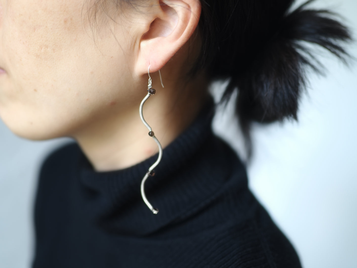 -Karensilver・Smoky quartz- hooks