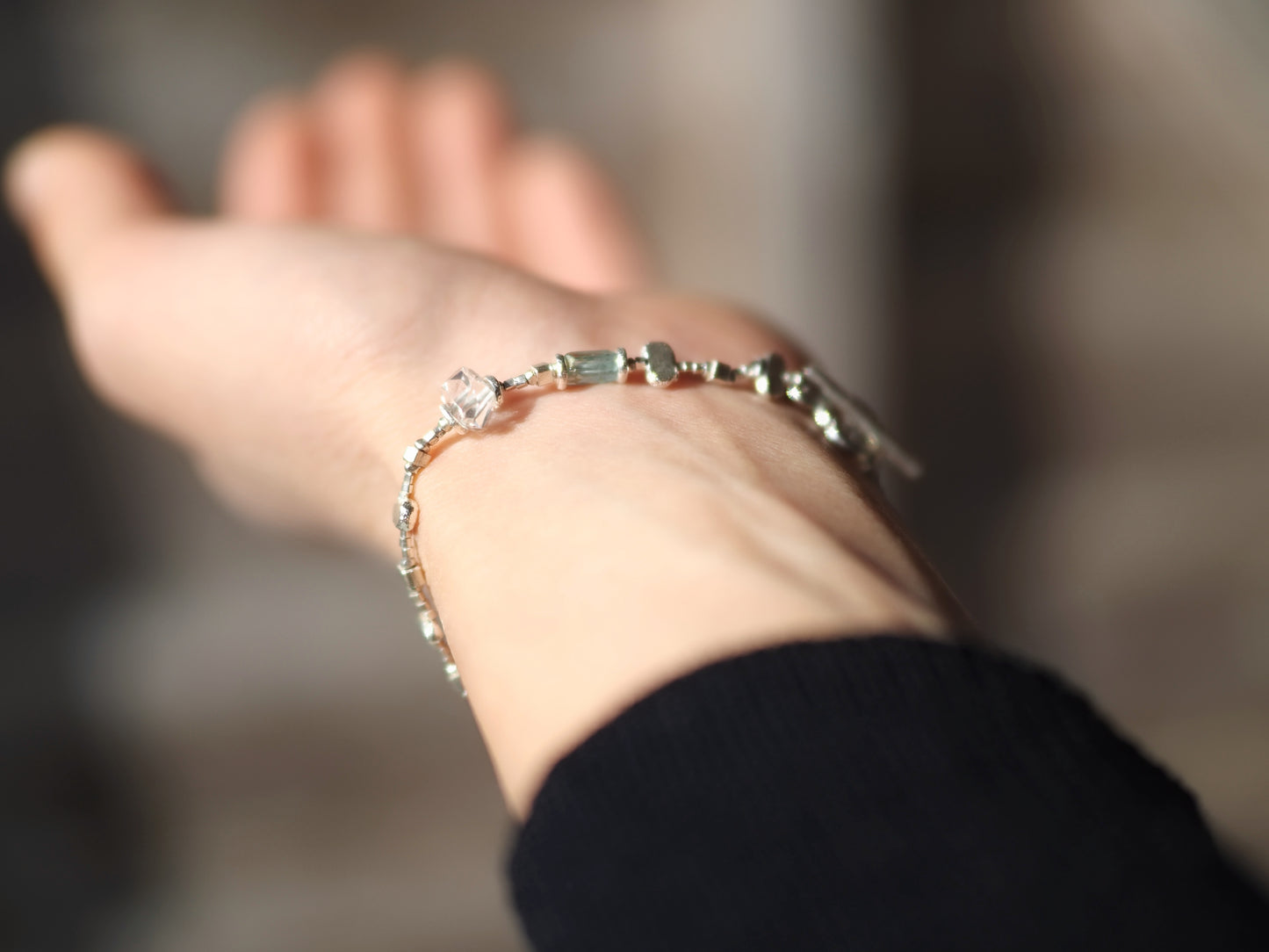 -Andesine labradorate・Herkimer quartz・Emerald- silver