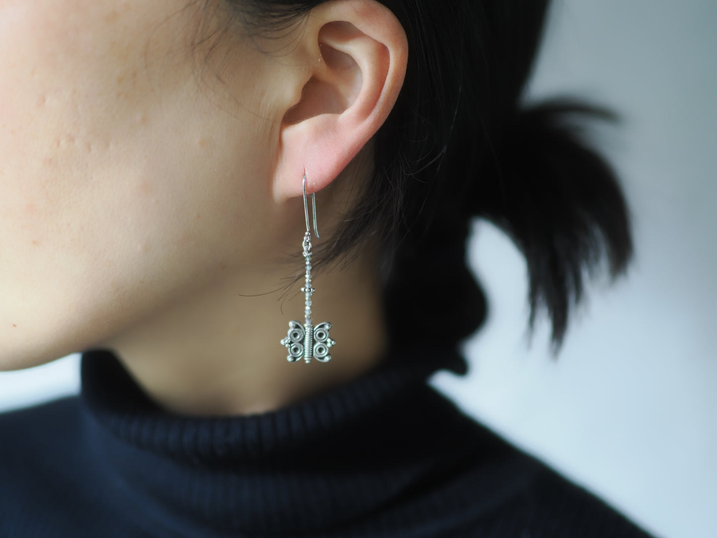 -India silver・green Sapphire- hooks