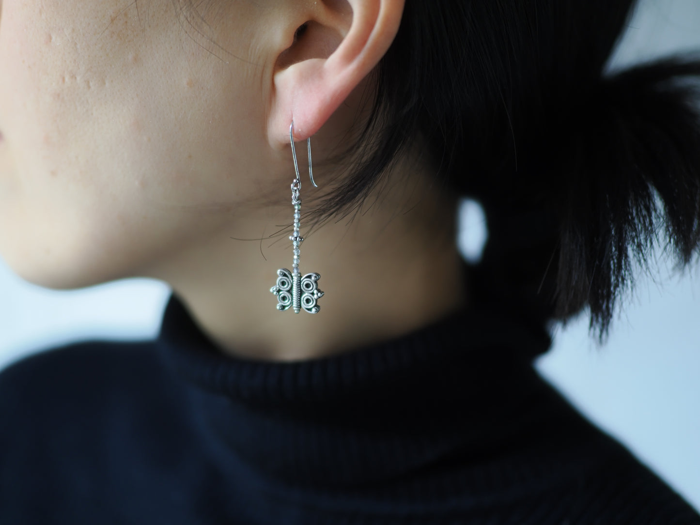 -India silver・green Sapphire- hooks