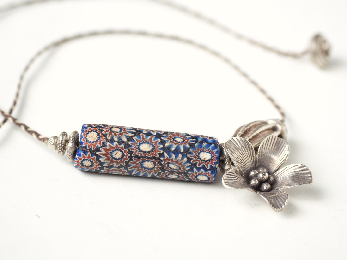 millefiori silver braid necklace 