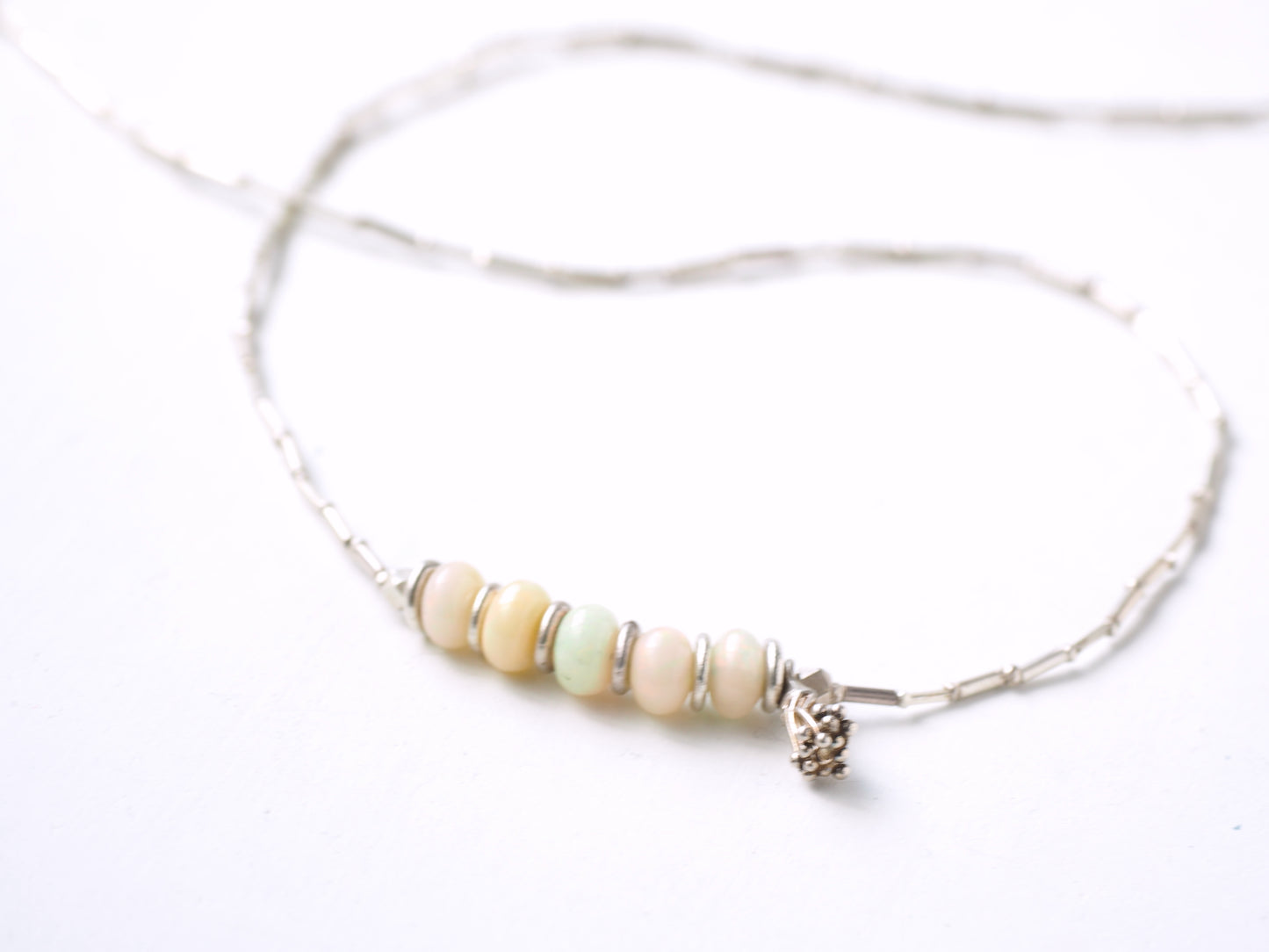 opal silver necklace