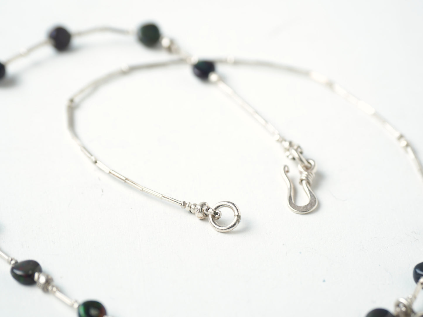 -Black opal- silver necklace