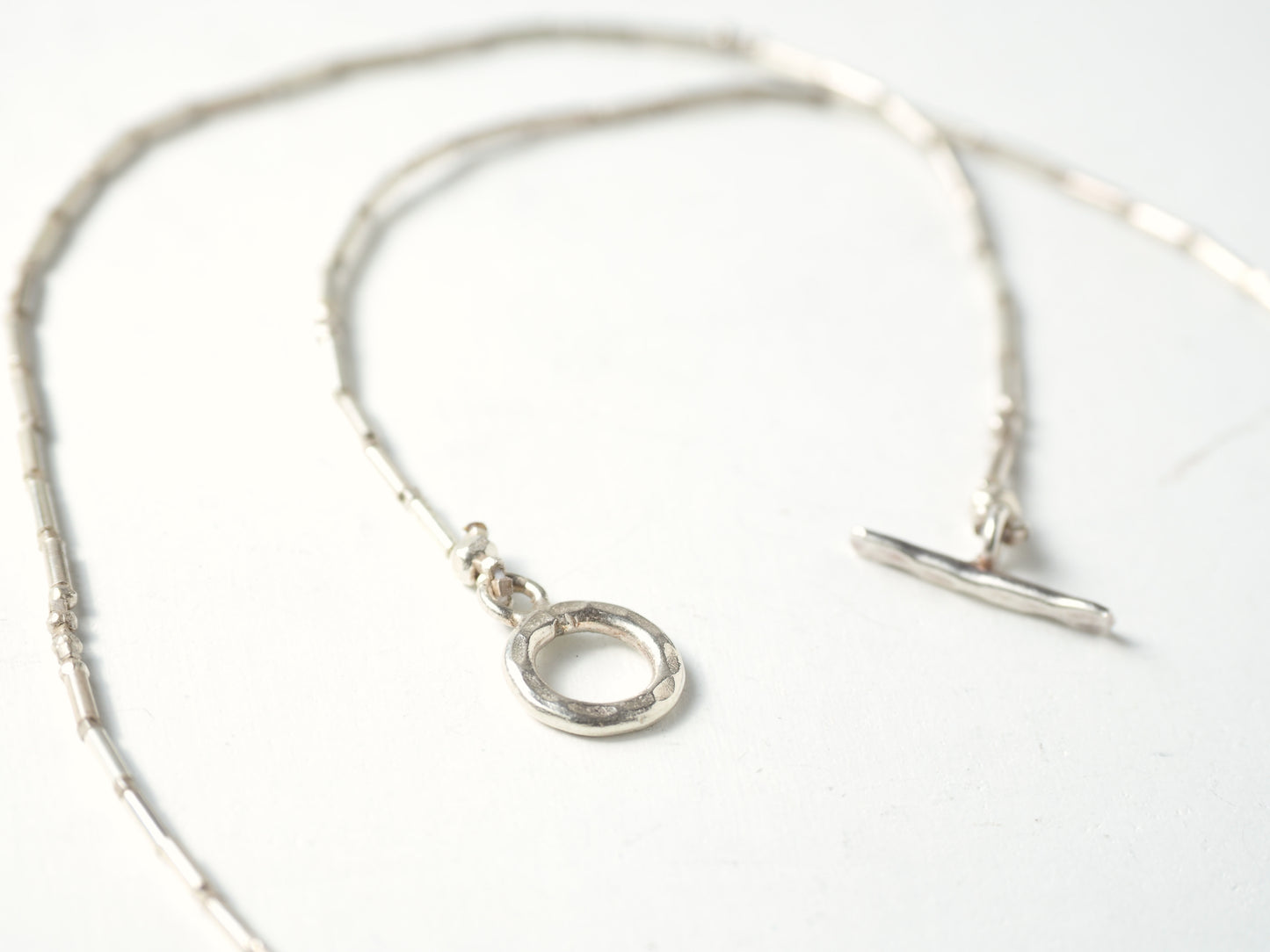 Flat opal silver necklace 
