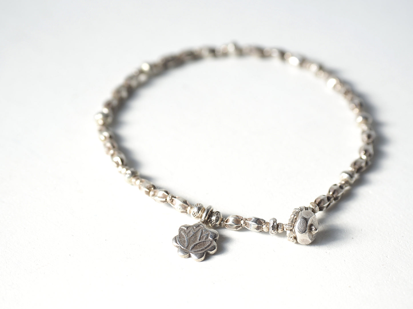 -Lotus charm- silver bracelet