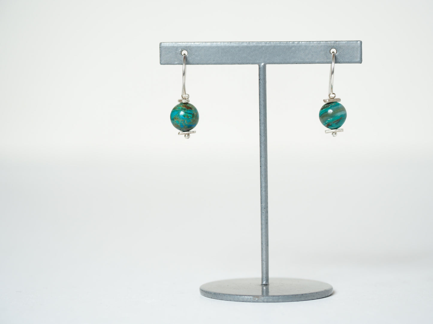 blue opal ball earrings 
