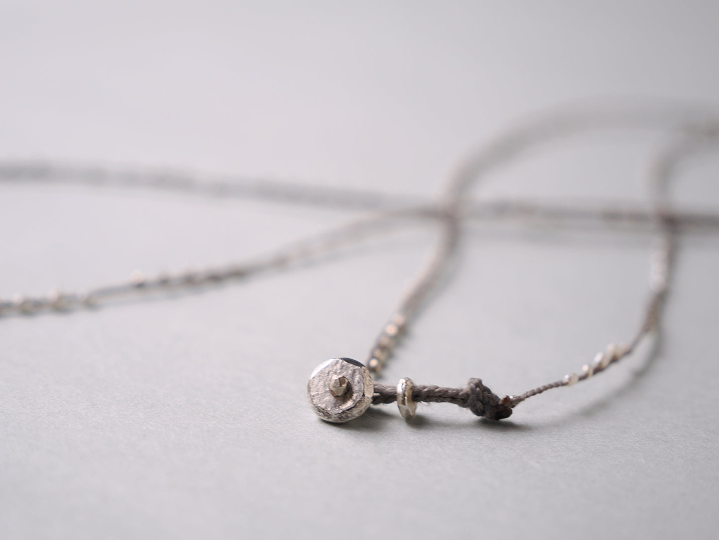 -Pearl・Silver- braid long necklace