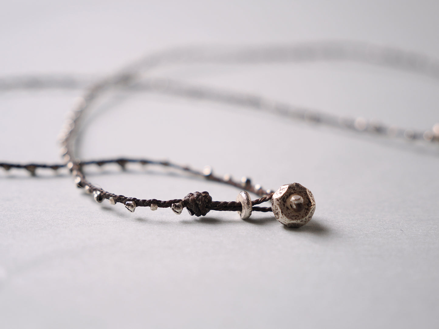 -Eye beads・Afgan silver- braid necklace