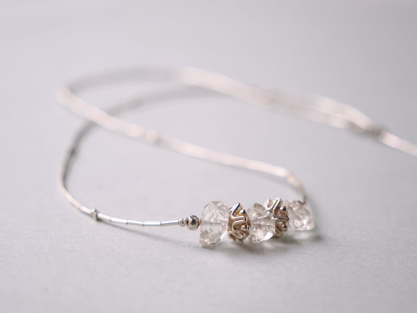 -Herkimer diamond- silver necklace