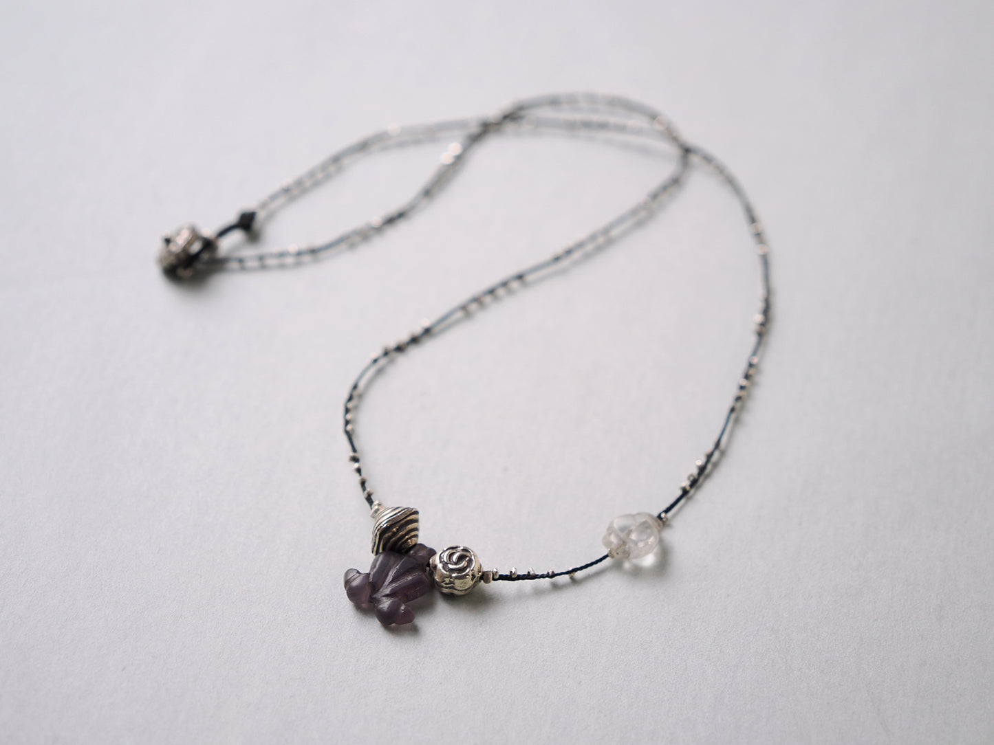 -Garnet・Quartz・Silver- braid pendant