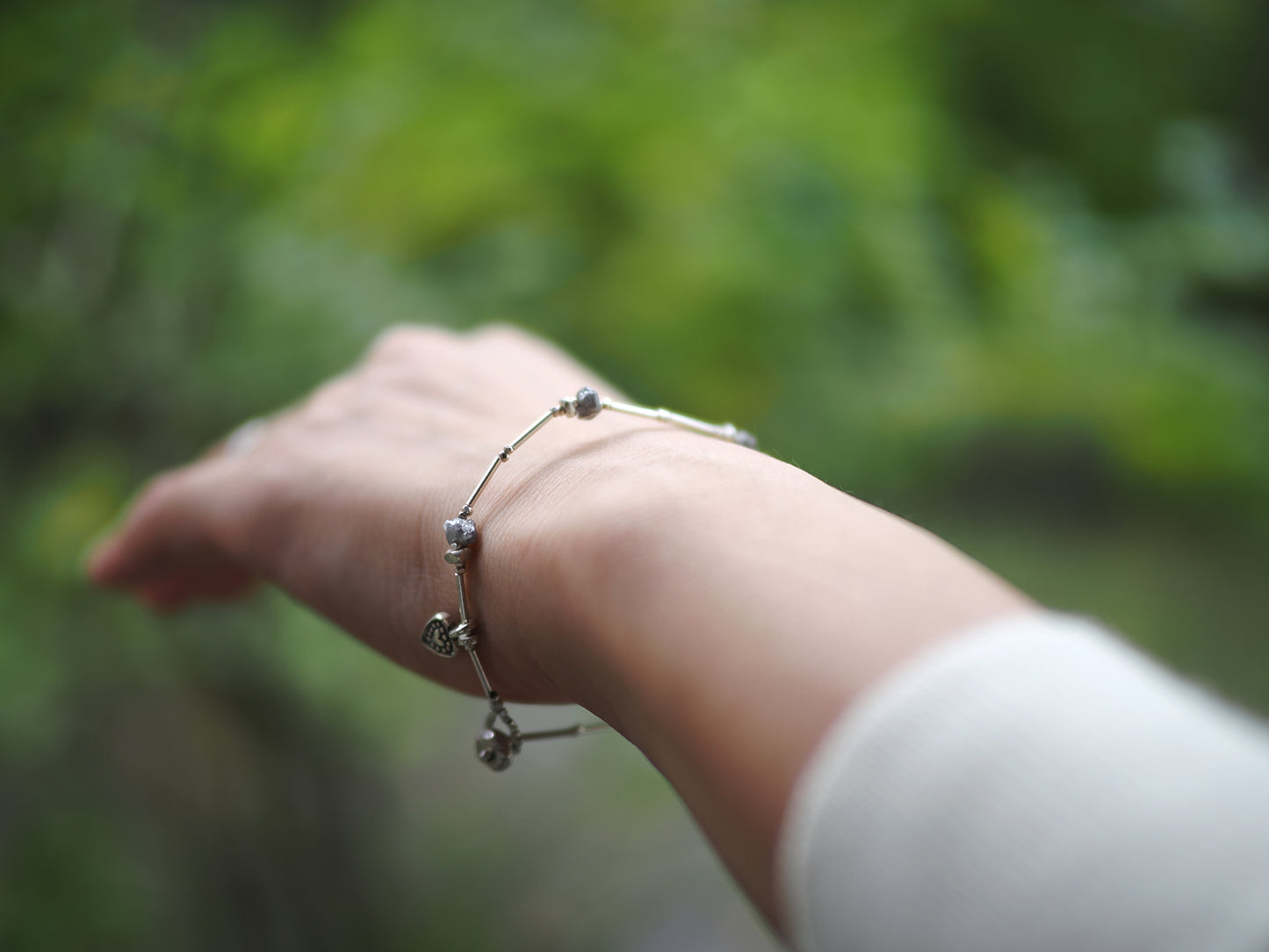 -Grey diamond- silver bracelet