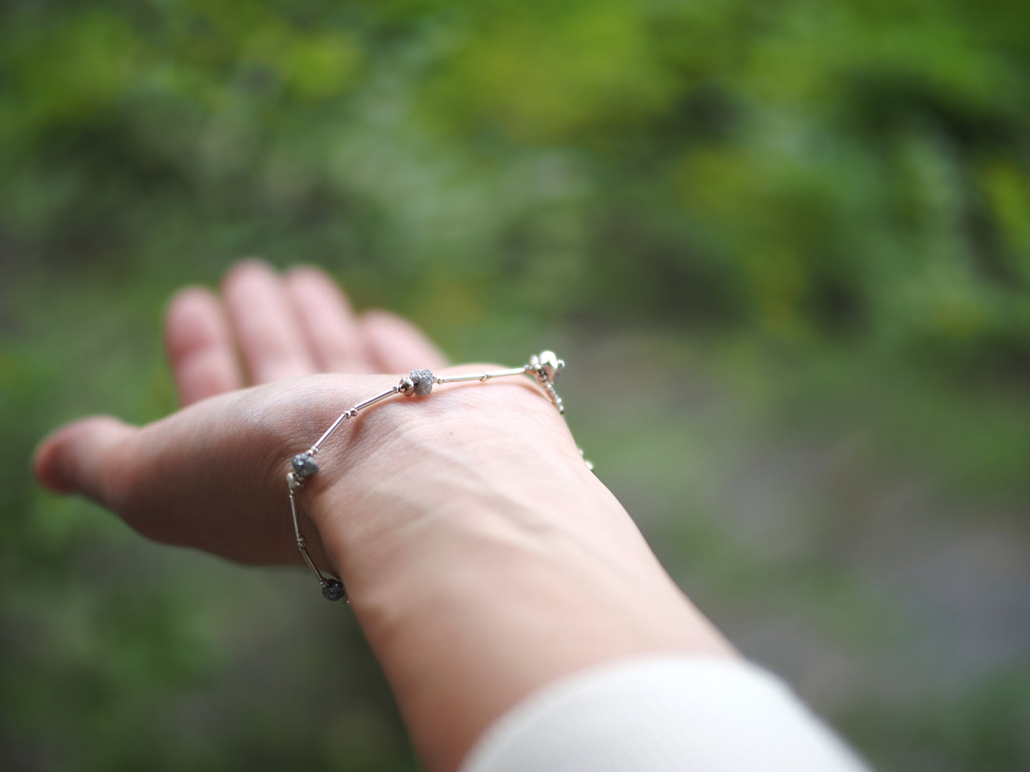 -Grey diamond- silver bracelet