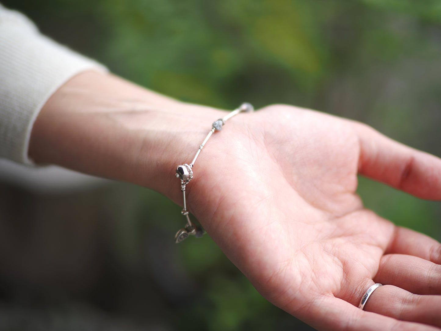 -Grey diamond- silver bracelet