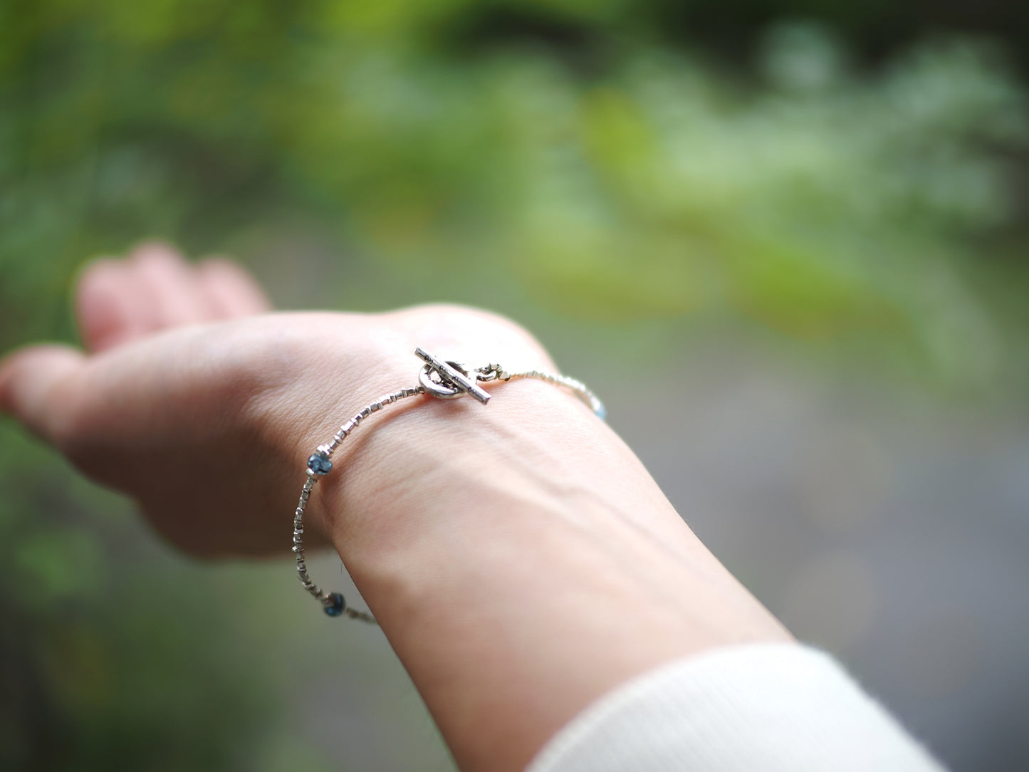 -Herkimer diamond・Kyanite- silver bracelet