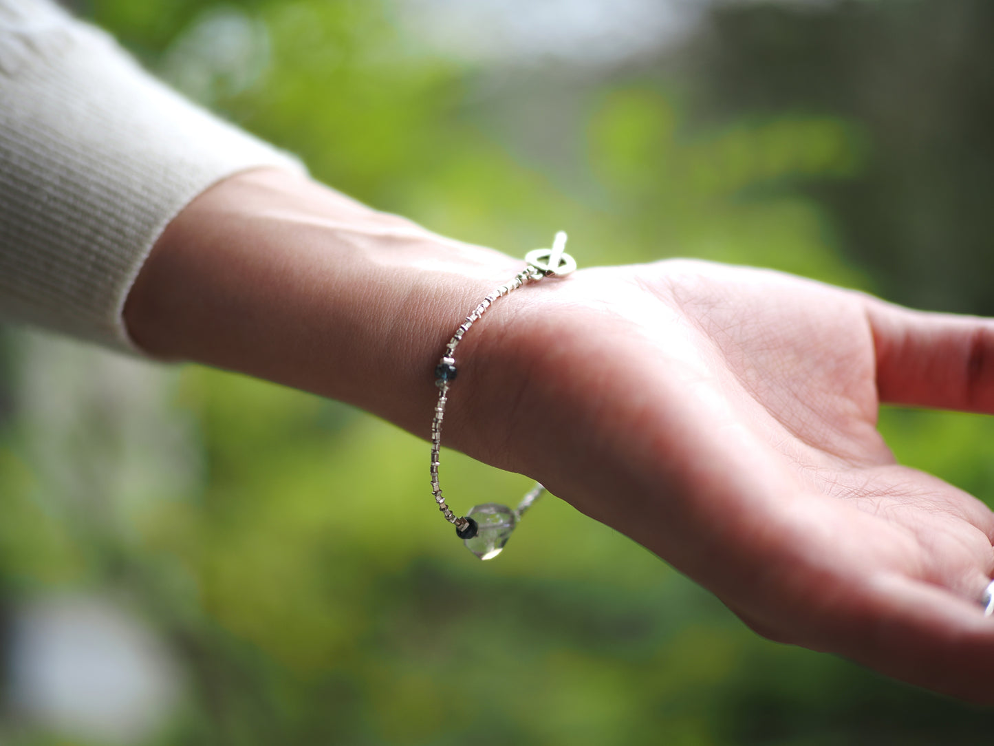 -Herkimer diamond・Kyanite- silver bracelet