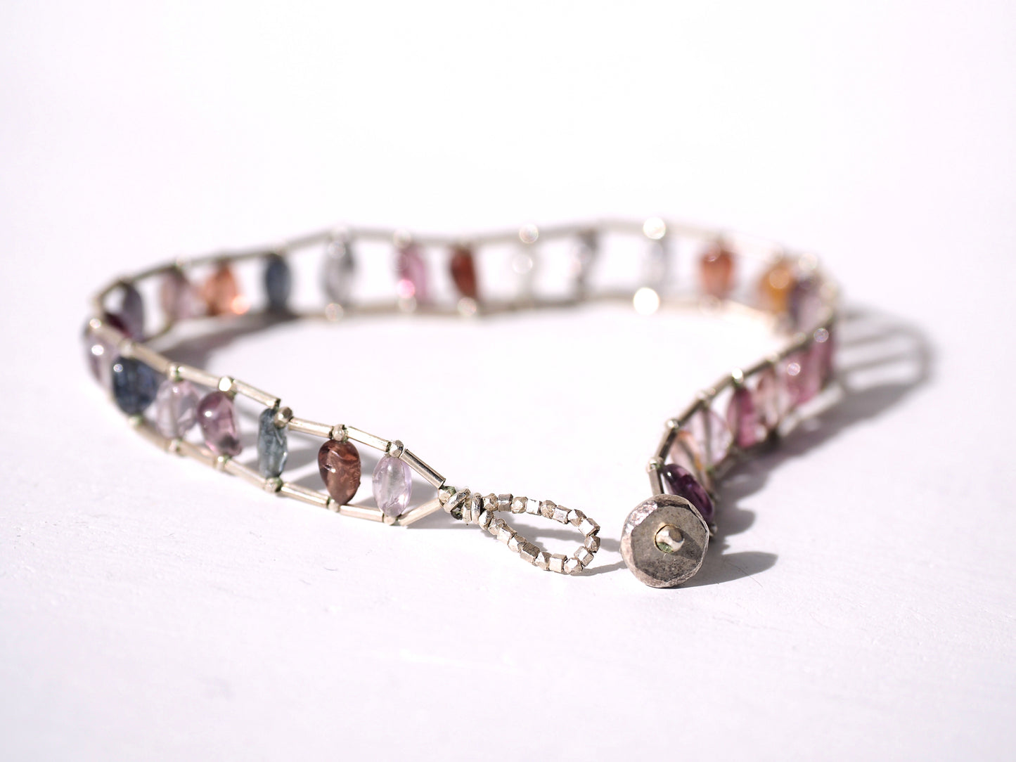 -Multi_color spinel- ladder bracelet