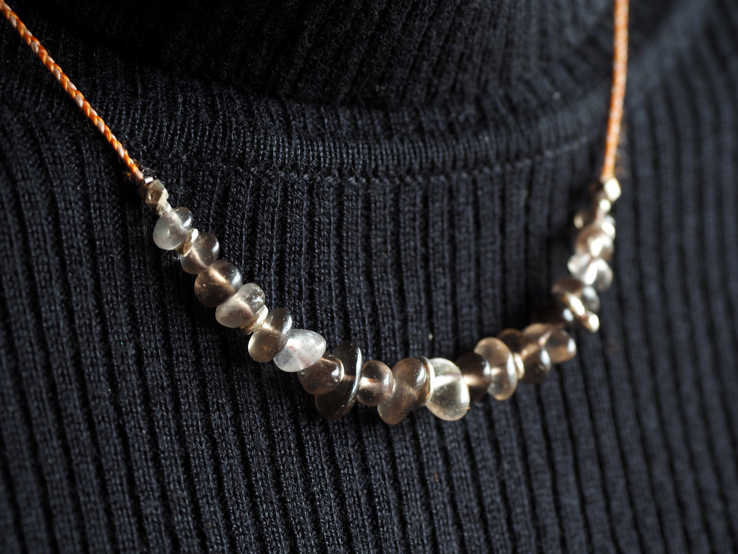-Smoky quartz- short necklace