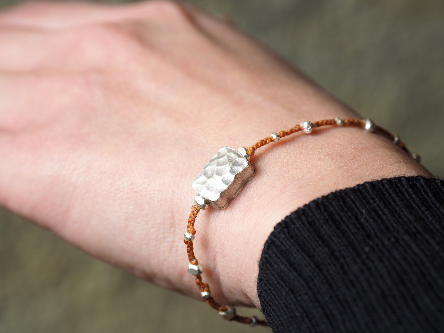 -Silver- code bracelet 'Orange'