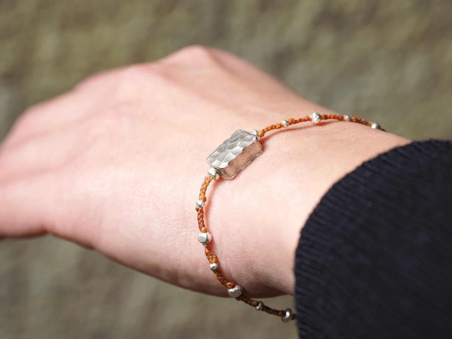 -Silver- code bracelet 'Orange'