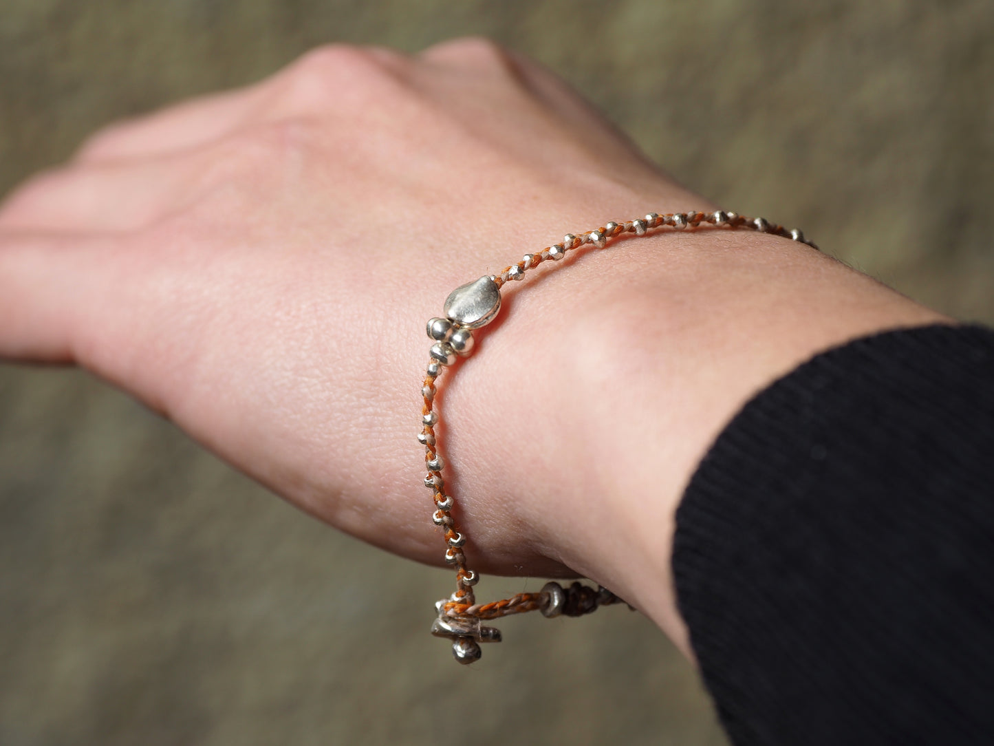 Silver braid bracelet 'Orange'