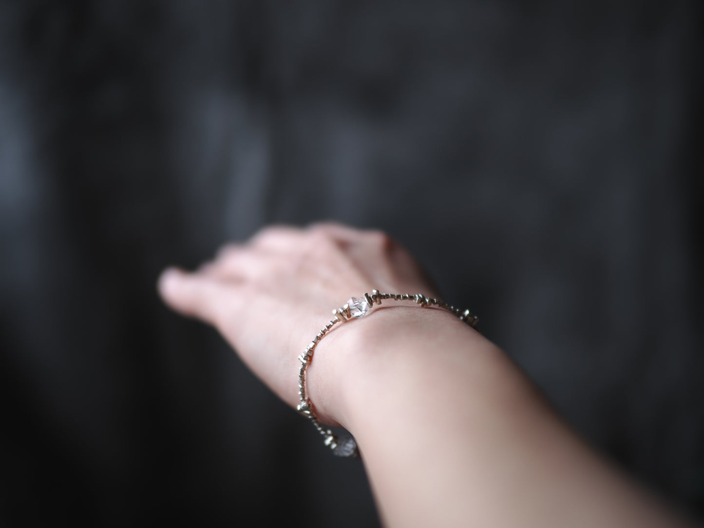 -Herkimar diamond- silver bracelet
