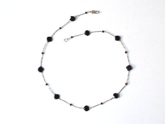 Black Spinel Silver Choker 