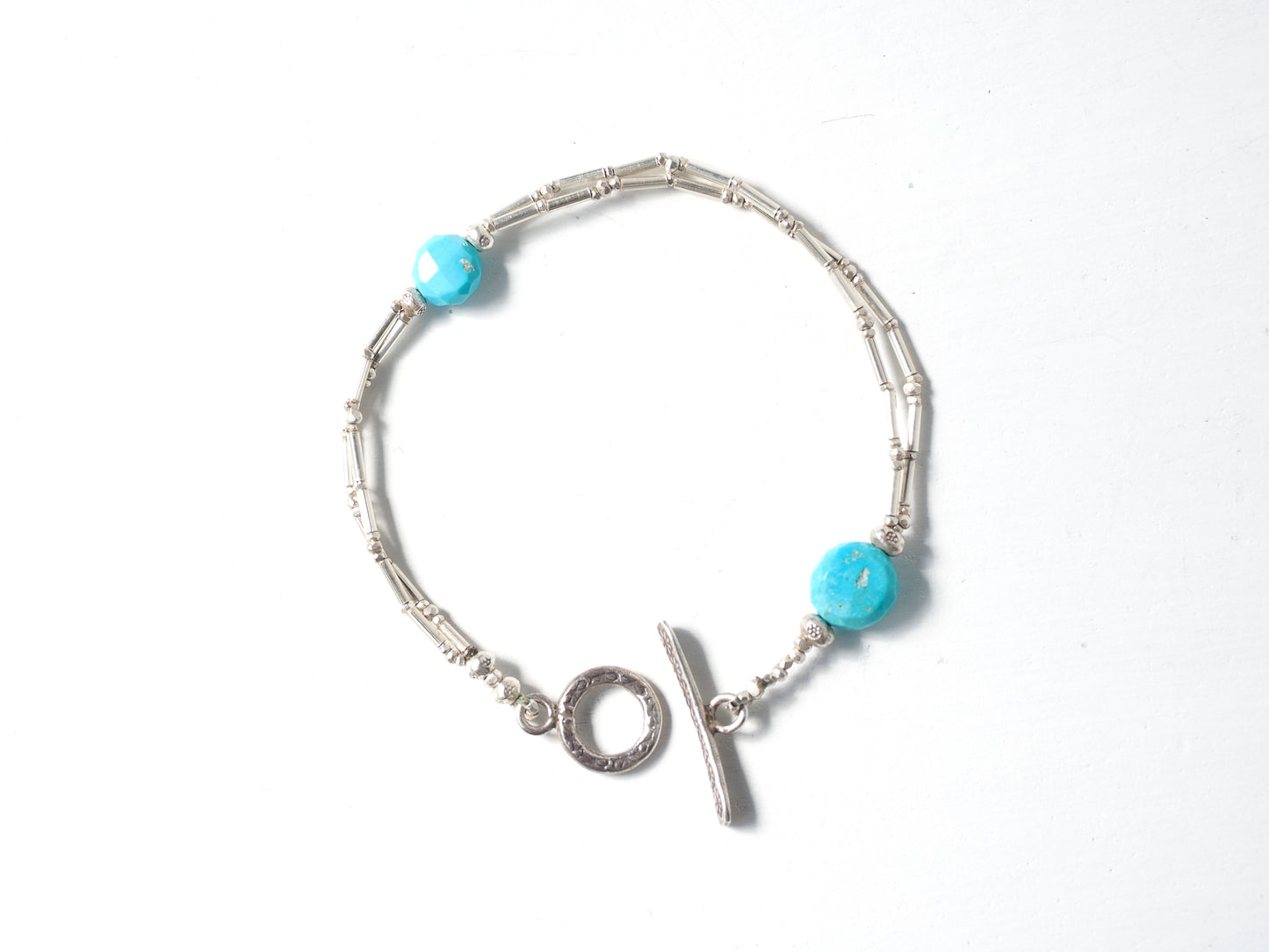 -Turquoise- silver double bracelet