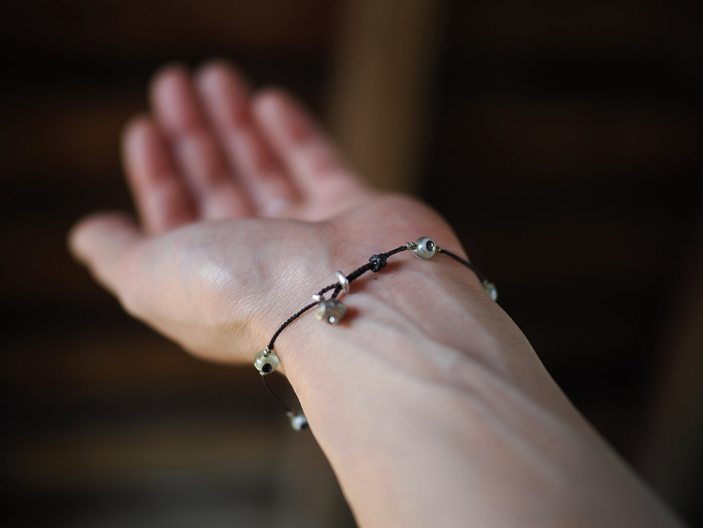 -Silver・Eyebeads- code bracelet