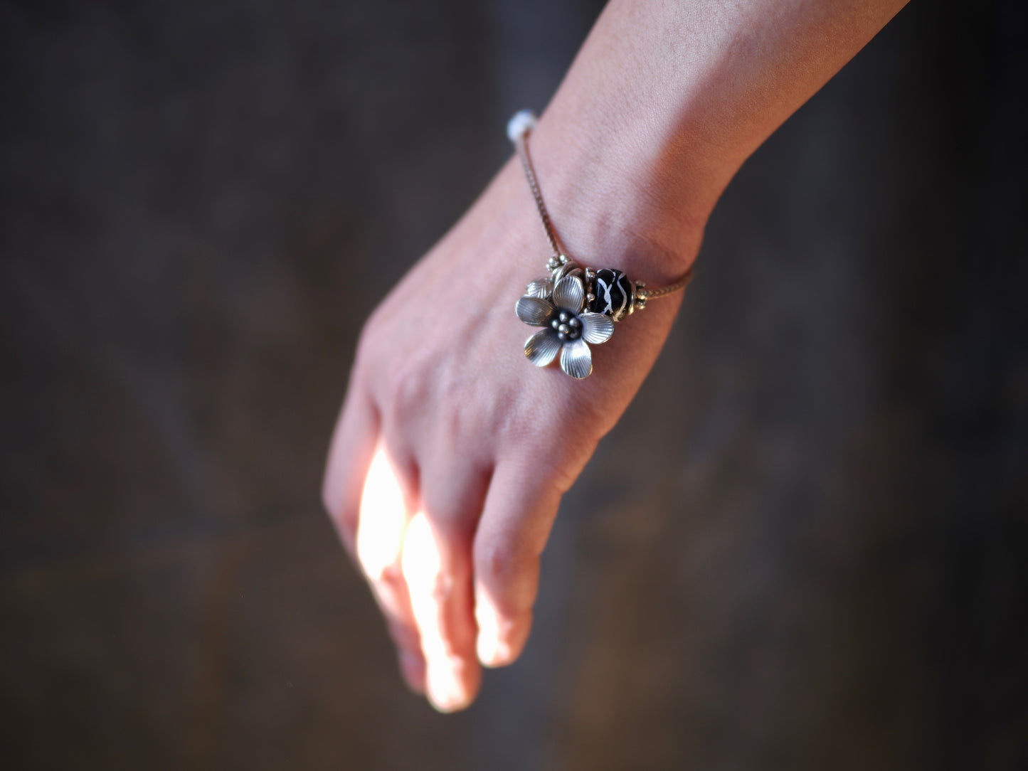 -Old venice beads・Flower- code bracelet