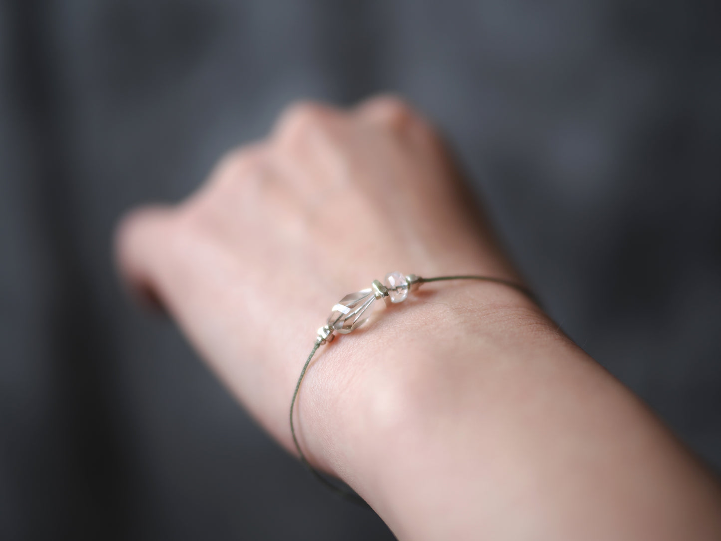 -Smoky quartz・Moon stone- skinny_code bracelet