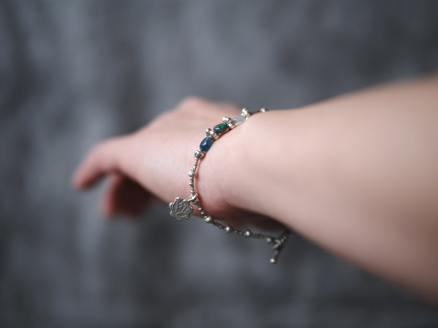 -Black opal- silver bracelet