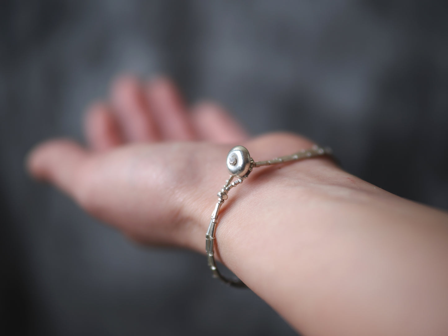 -Incarose・Moss aquamarine- silver double bracelet