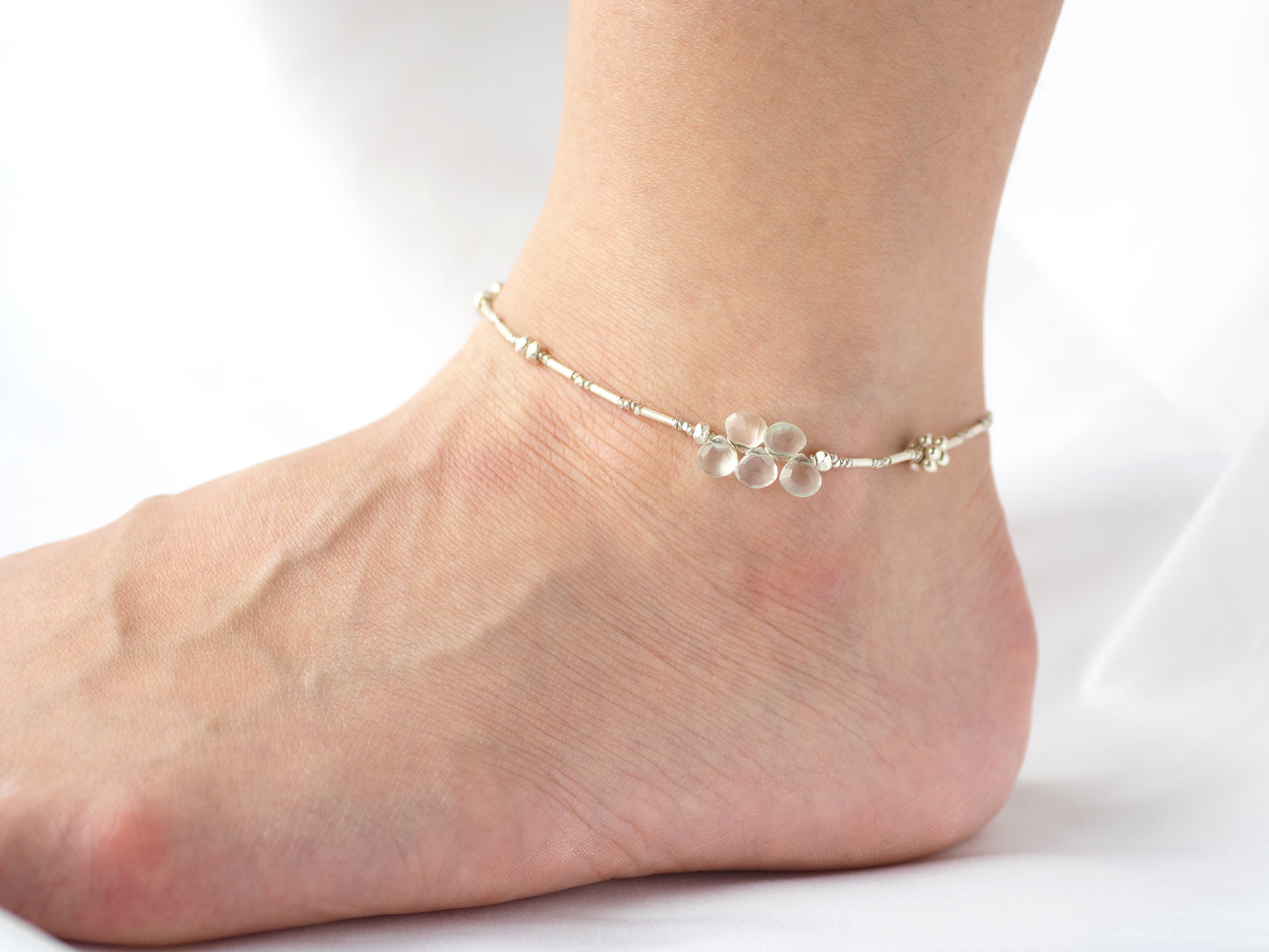 -Moonstone- silver Anklet