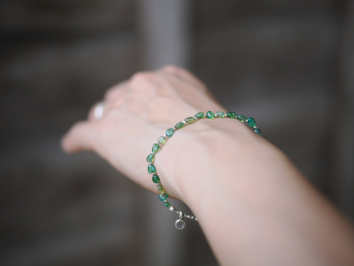 -Green opal- silver bracelet