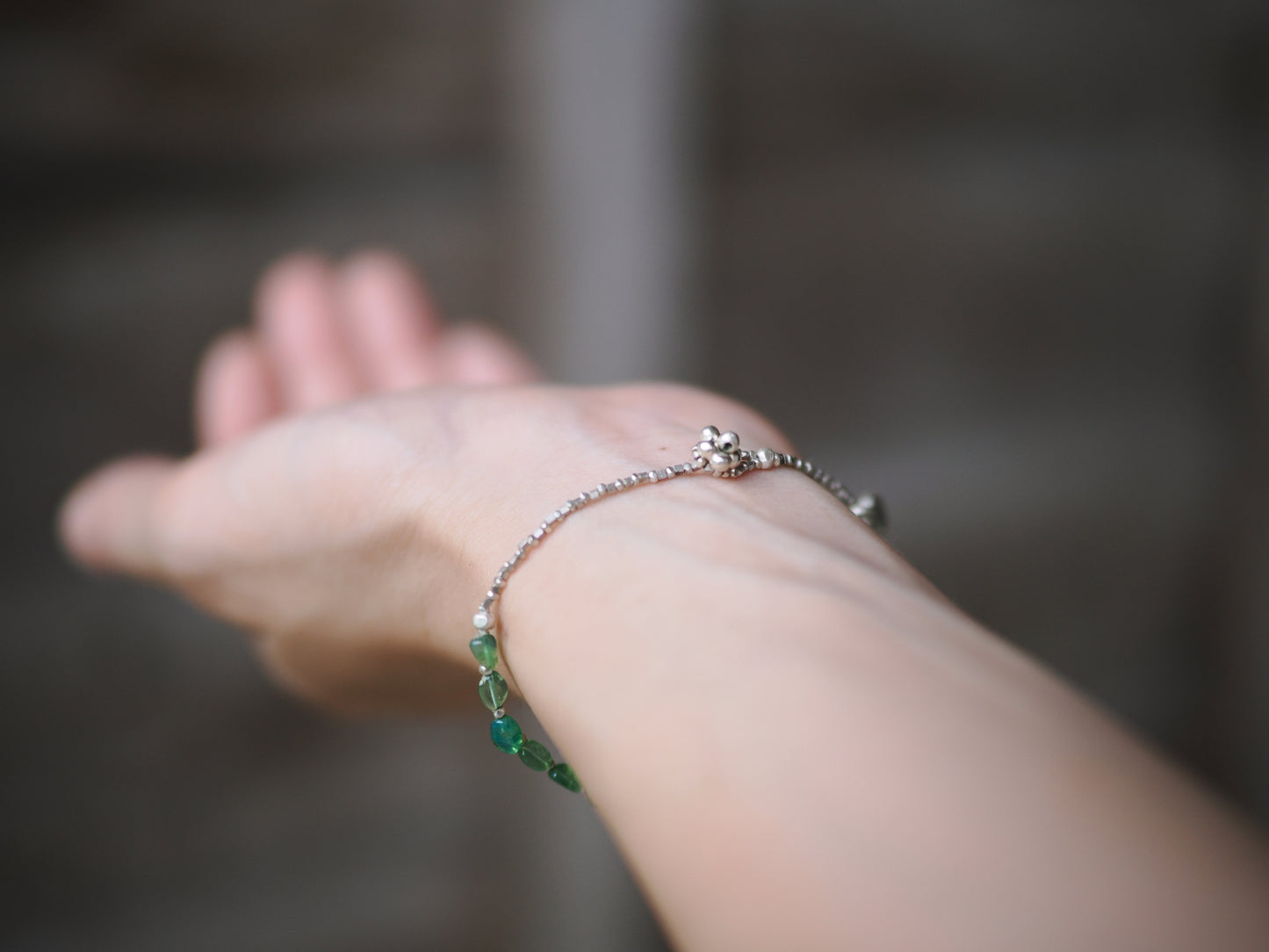 -Green opal- silver bracelet