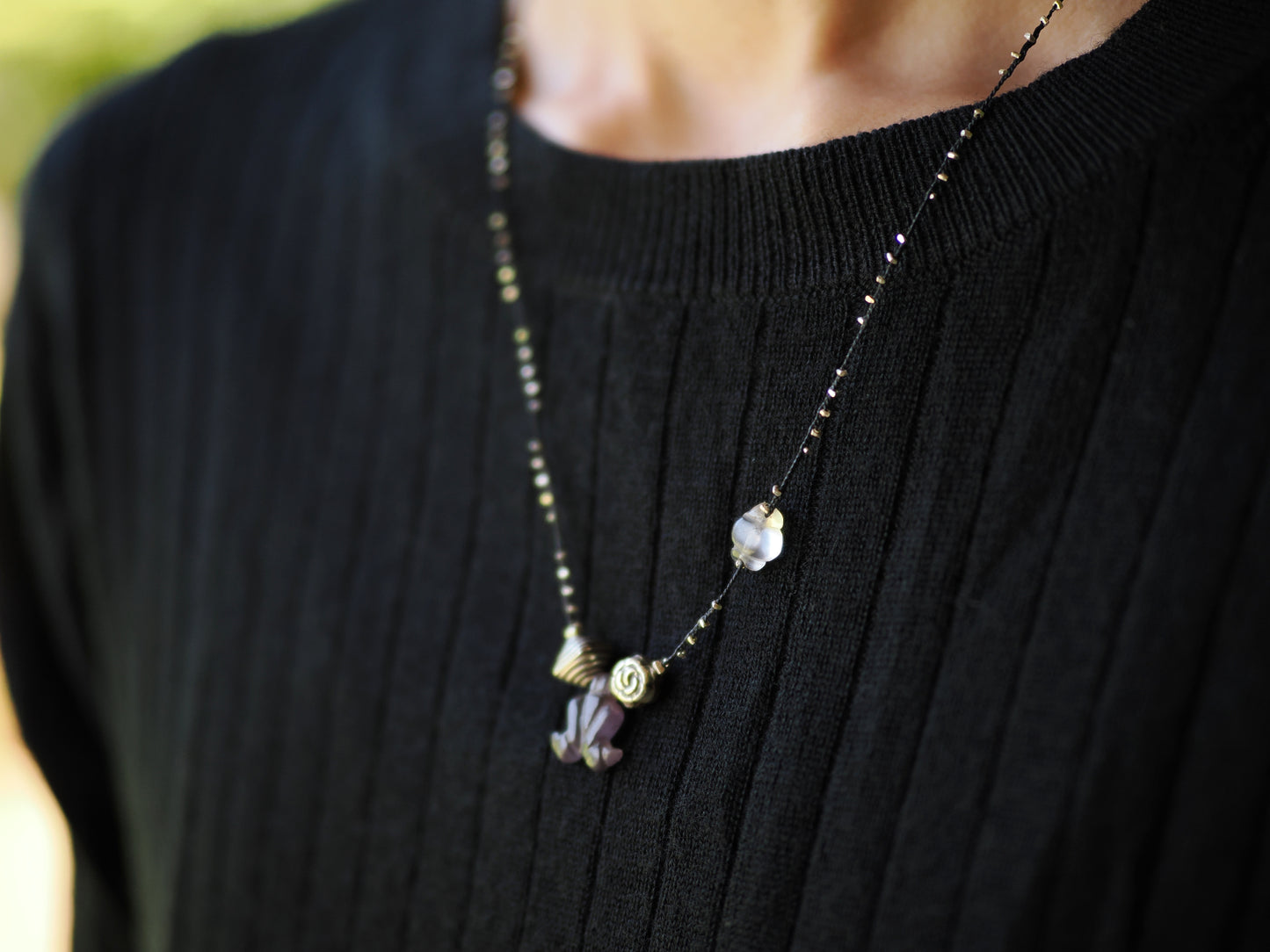 -Garnet・Quartz・Silver- braid pendant