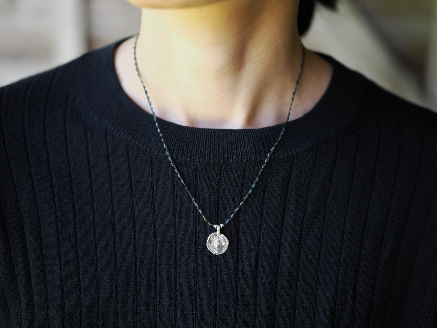 -Afgan coin- 'jade' braid pendant