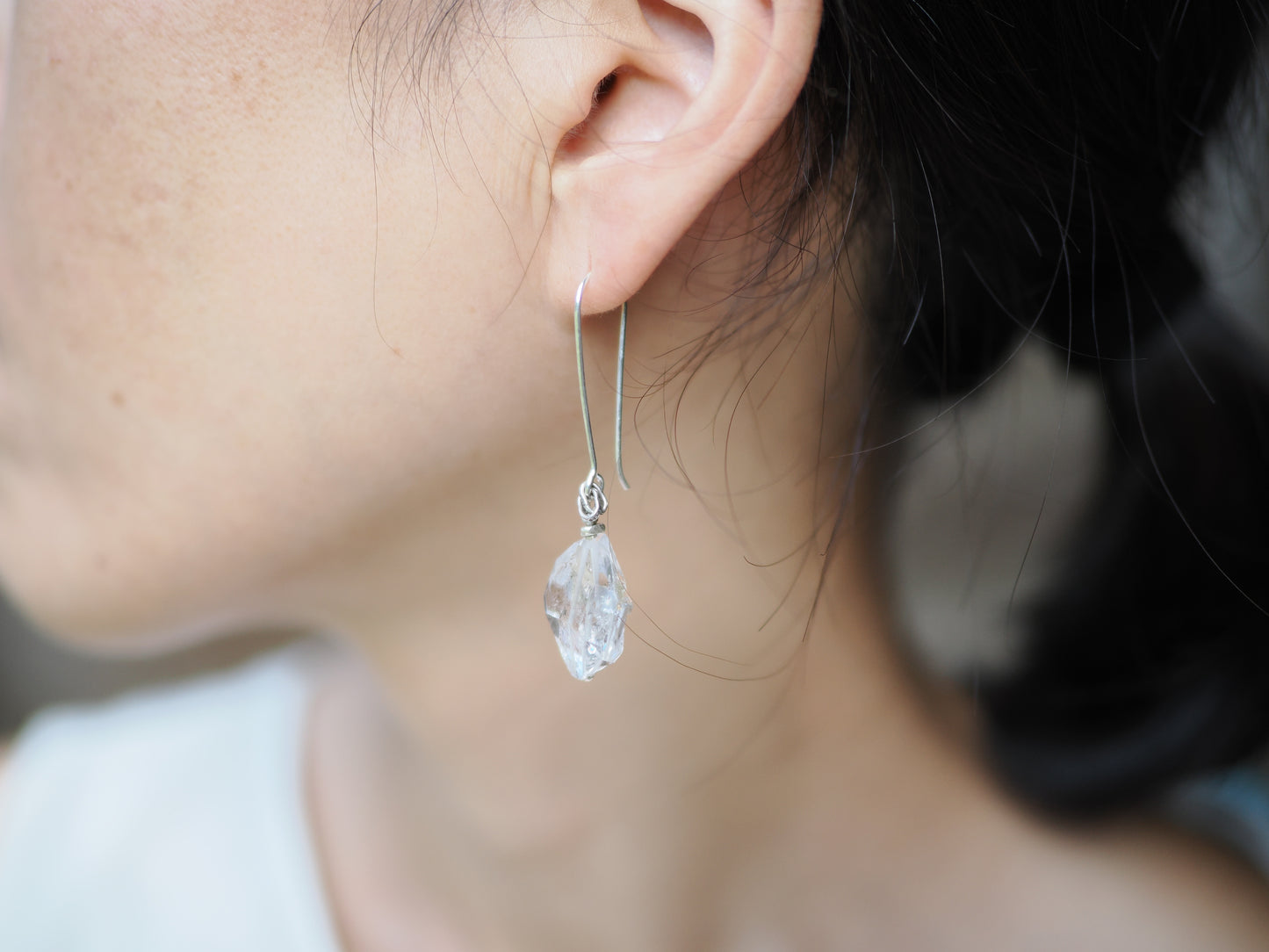 -Herkimer diamond- long fook pierce